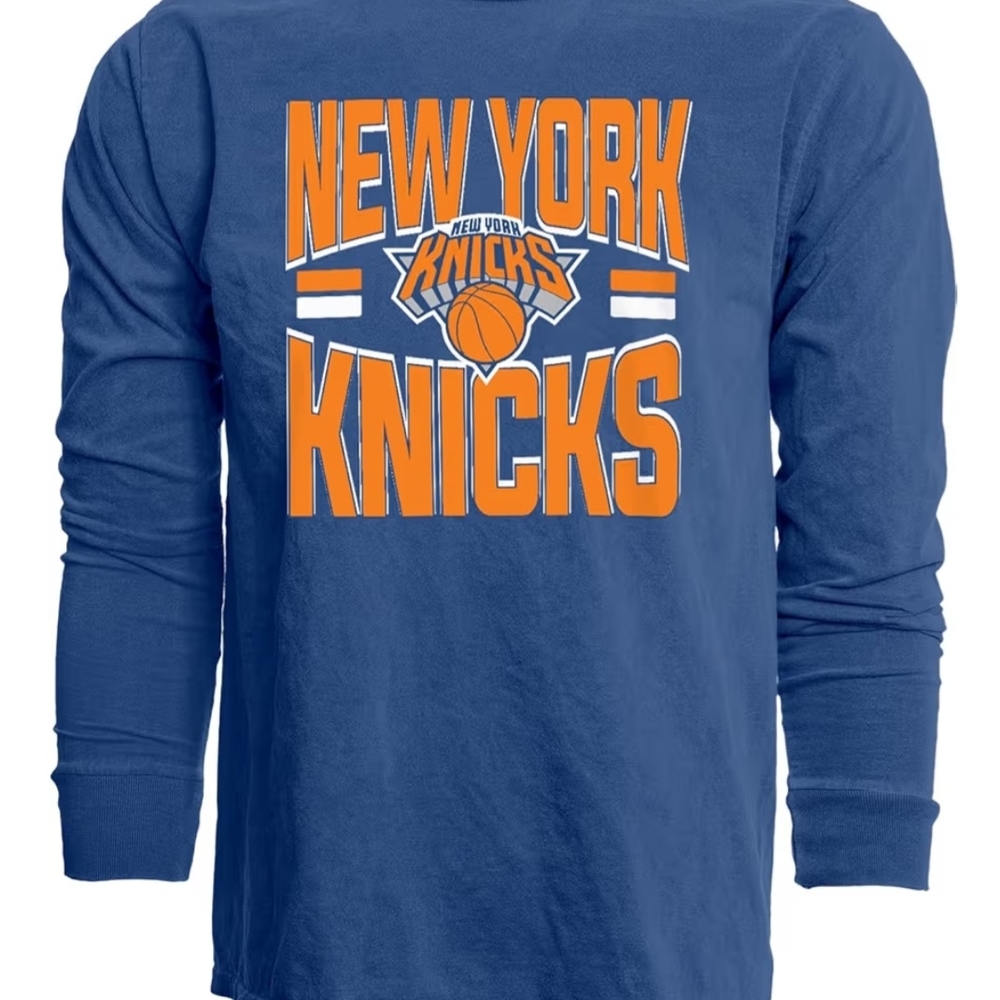 Blue 84 New York Knicks Blue and Orange Long Sleeve Tee